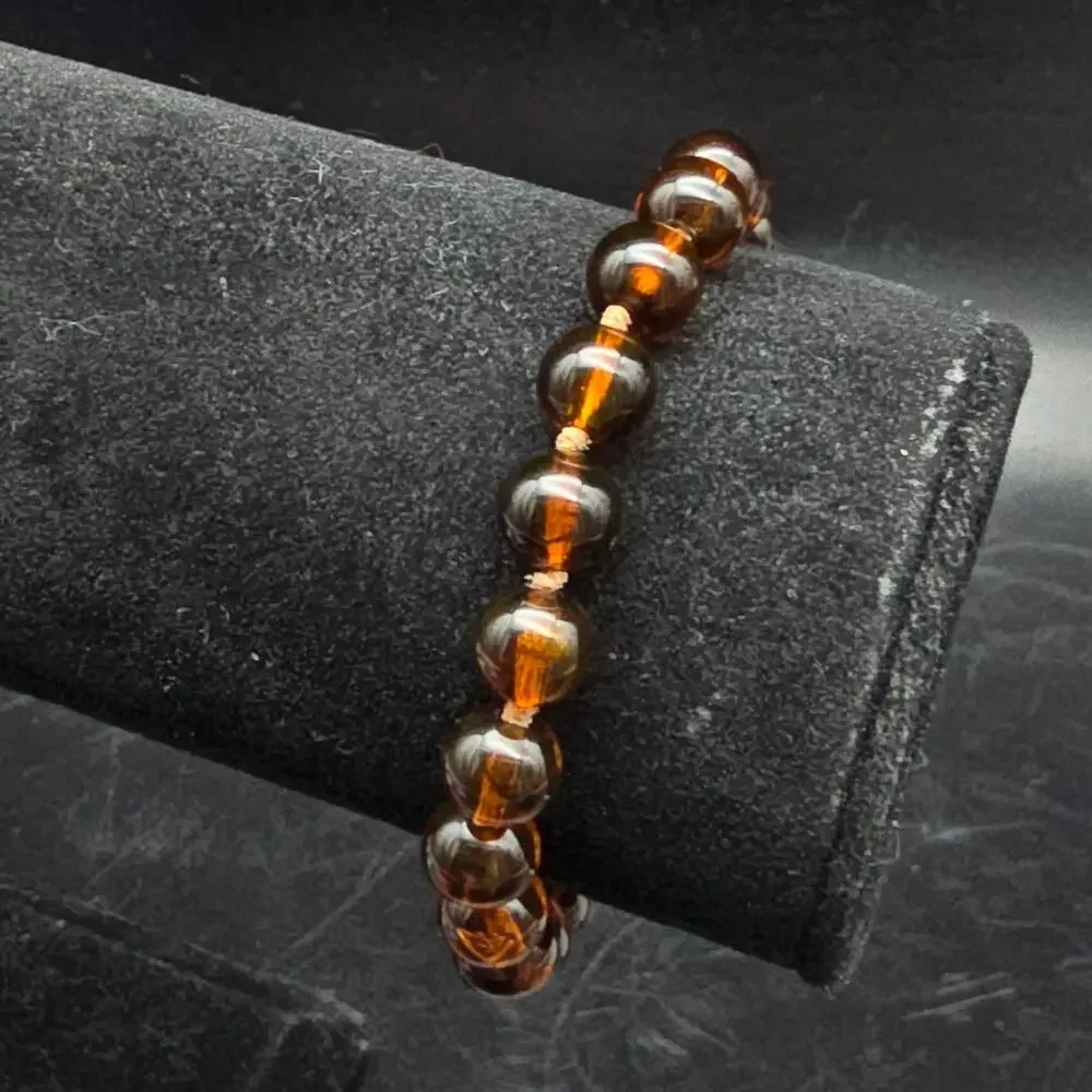 Crown Trifari Brown Lucite Beaded Bracelet Vintage Costume Jewelry